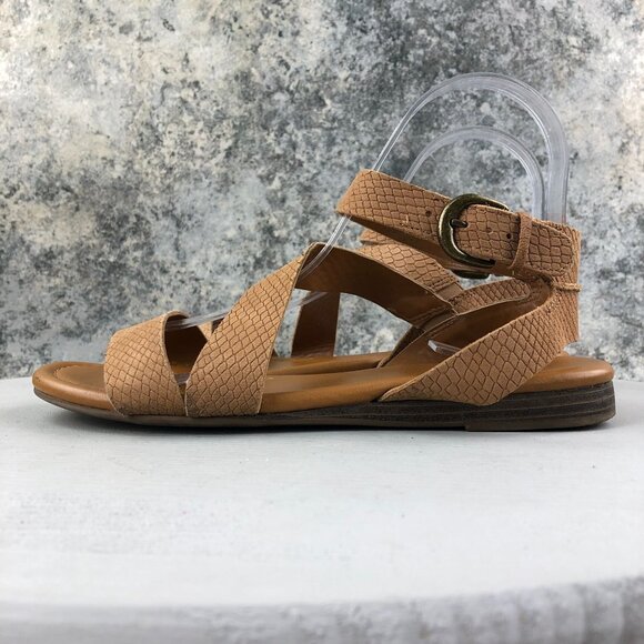 Franco Sarto Women's Size 7.5** Tan Leather Snake Embossed Flats Sandals - Picture 7 of 13